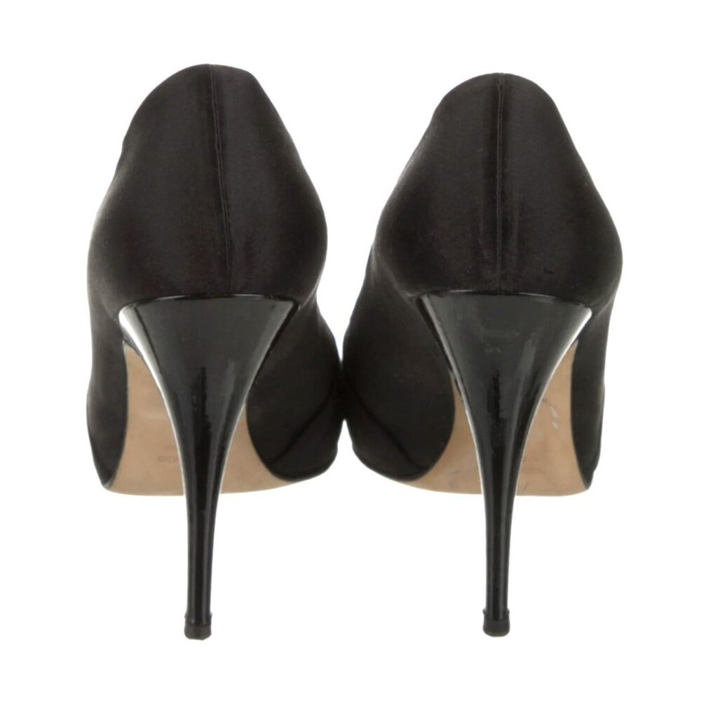 Giuseppe Zanotti 8.5 Black Satin JEWELED CRYSTAL PLATFORM Peeptoe Heels Pumps - Picture 5 of 6